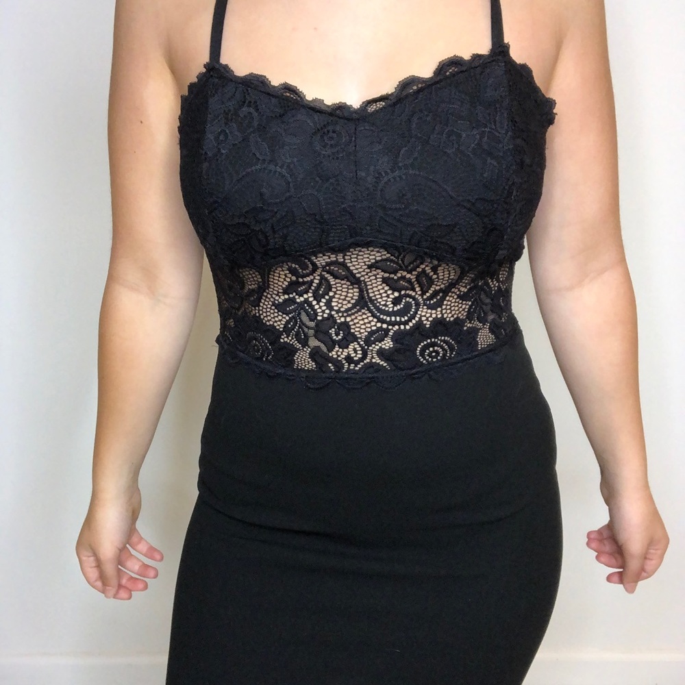 Black Lace Midi Dress